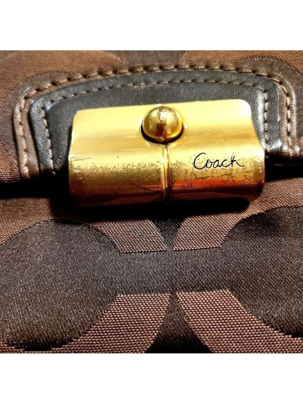 Coach Kristin Y2K Op Art Hobo Signature Monogram Shoulder Bag Chocolate Brown - Picture 14 of 16